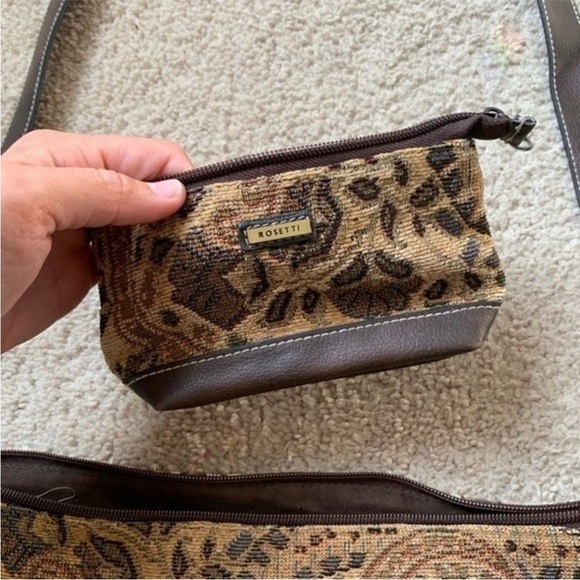 VTG Rossetti Boho Crossbody Satchel Bag Suede Medium Matching Coin Purse Brown L - Picture 13 of 14